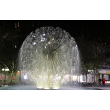 stainless steel dandlion sphere fountain sculpture with LED light